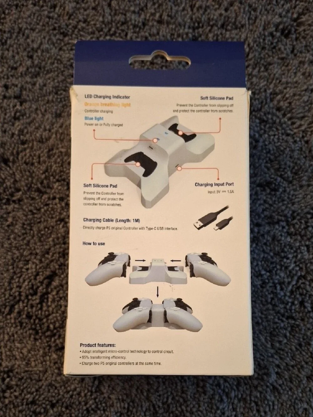Benazcap White Dual Charging Station Dock for PS-5 Dual Sense Game Controllers